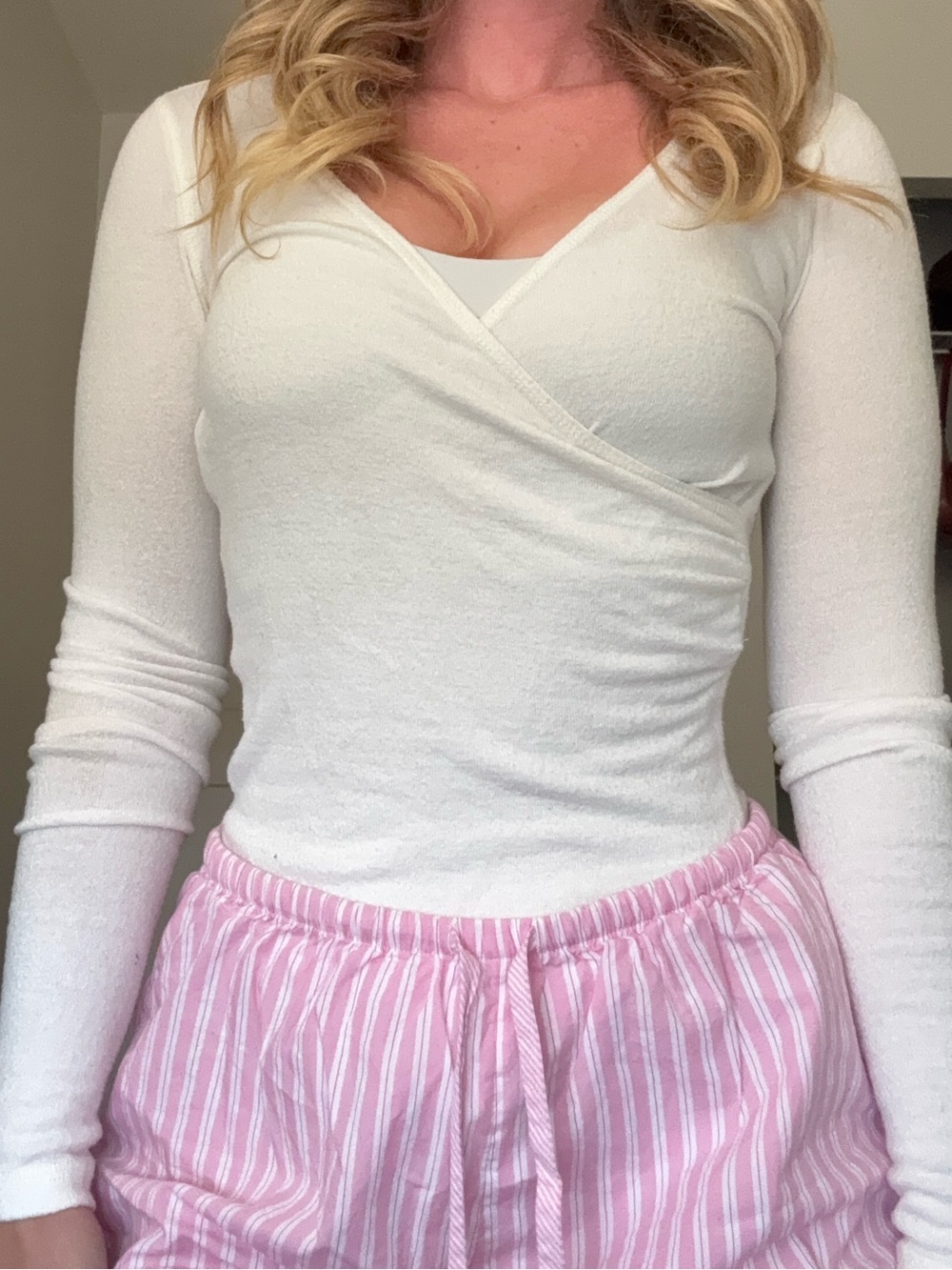 Abercrombie White Wrap-Style Long Sleeve Top